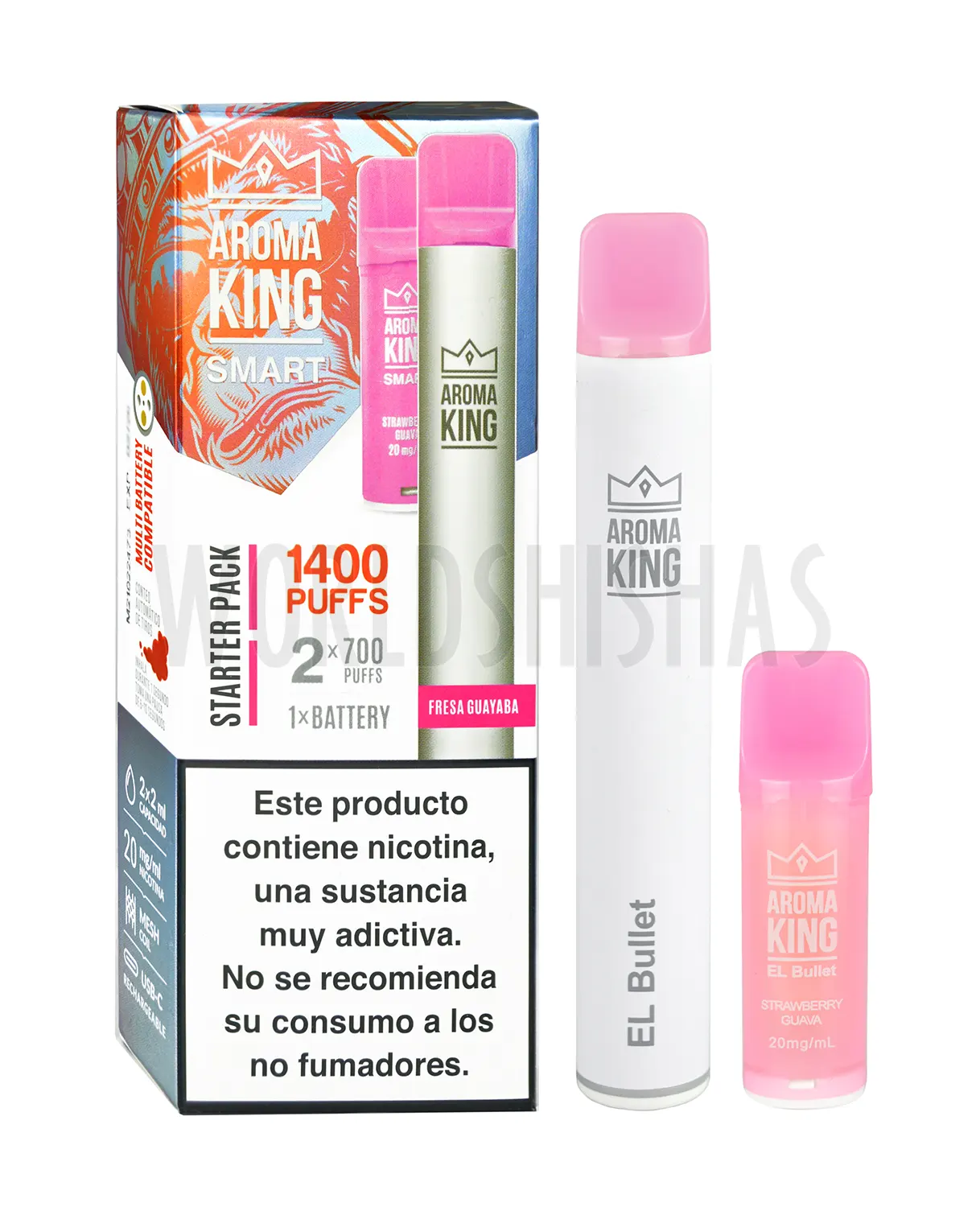 POD RECARGABLE AROMA KING SMART STARTER PACK + 2 RECARGAS STRAWBERRY GUAVA